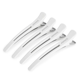 AIMIKE 4pcs Ducker Non-marking Hair Clip Hairdresser Clip Secure Professional Hairpin Bangs Ducker Pin Blocking Curl Clip Rust Resistant Haircut Styling White