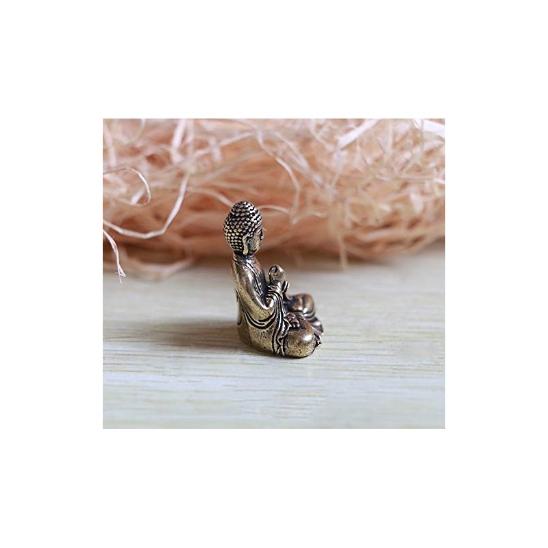 Crafts Mini Exquisite Buddha Sakyamuni Statue Brass Valuable Sculpture Meditating