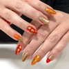 Medium Almond Press on Nails Autumn False Nails with Gold