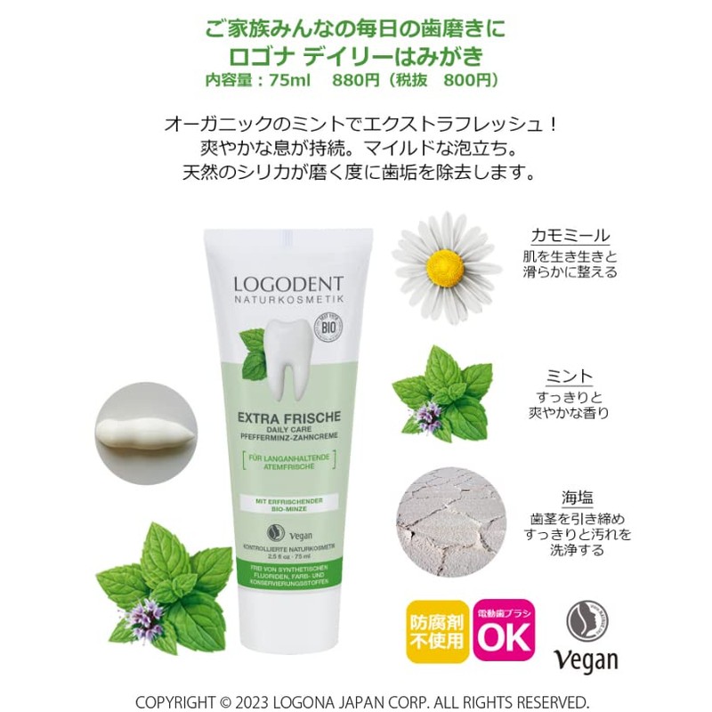 Daily Toothpaste (Mint Extra Fresh Mild Foam), Set of 2,