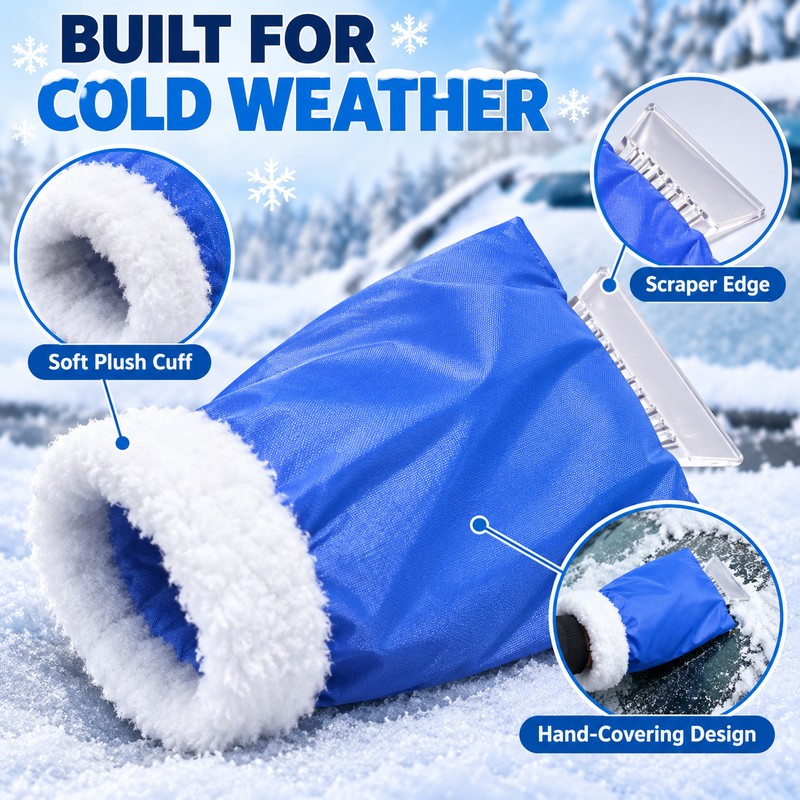 Car Ice Scraper Mitt for Winter – ABS Windshield Snow