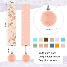 Outus 12 Pcs Kids Bookmarks, Bulk Bookmarks for Girls with Pendant, Kids Classroom Gifts for Girls, Women, Teens, with Rulers, Graduation Party Favors Classroom Reading Presents(Floral)