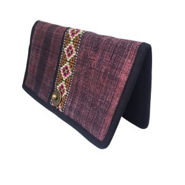 Handmade Cotton Embroidery Ethnic Vintage Tribal Clutch Bags Purse With Coconut Shell Botton (L-Purple)