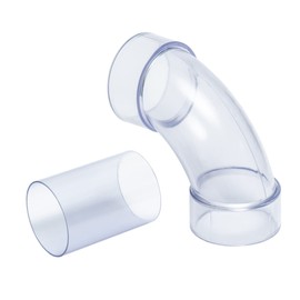 POWERTEC 70321 2-1/2 Inch ID 90 Degree Elbow for 2-1/2 Inch OD Dust Collection Pipes, Adapters and Fittings with Splice for 2-1/2 Inch ID Dust Collection Hose Connector (Clear), 1 Set