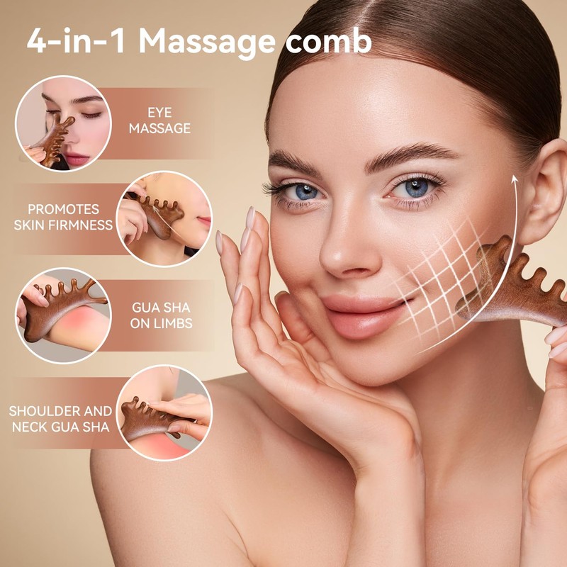 Sandalwood Massage Comb for Head & Body, Wide-Tooth Wooden Hair