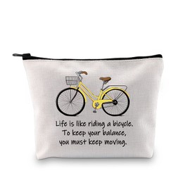 MBMSO Bicycle Gifts Cosmetic Bag Bicycle Makeup Bag Life is Like Riding a Bicycle Zipper Pouch Cyclist Gifts Cycling Toiletry Bag Organizer Bag (Life is like riding a bicycle bag)