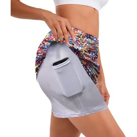 Jhsnjnr Women's Tennis Skirt Casual Knee Length Golf Skirts with Pockets Workout Athletic Skort