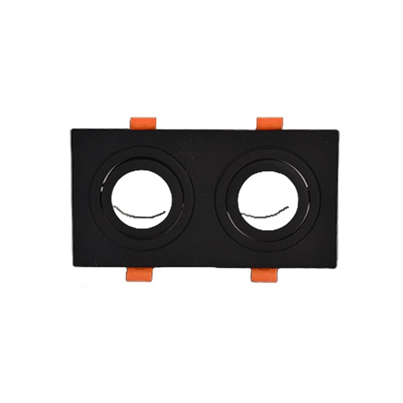 BRENDAXIN Square Black Double-Head GU10 Downlight housing, recessed Spotlight Frame,