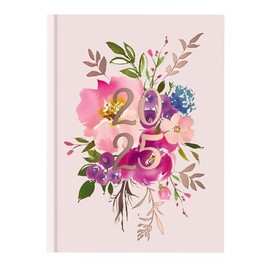 2025 Hardcover Diary A5 Week to View Planner Stylish Lilac Pink Floral Flower Design