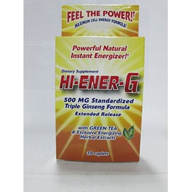 Windmill Health Products Hi-Ener-G Triple Ginseng Supplement Caplets, 500 mg, 20-Count Packages (Pack of 3)
