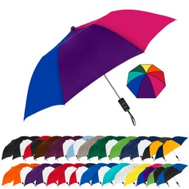 STROMBERGBRAND UMBRELLAS The Spectrum Popular Style 42" Automatic Open Windproof Travel Umbrella for Rain, Wind & Sun, Sturdy Lightweight Small Portable Folding Umbrella for Men and Women - Rainbow