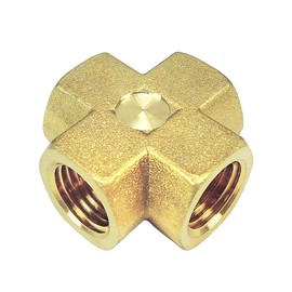 Nigo Industrial Co. Forged Brass Pipe Fitting, 4-Way Tee, Female Pipe (1, 1/4" x 1/4" x 1/4" x 1/4" NPT)