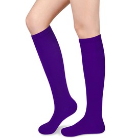 Purple Knee High Socks for Women - Long, Tube Socks with Purple Accent