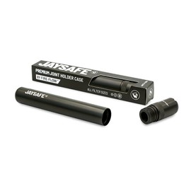 FIRE-FLOW™ Jaysafe® - Premium Joint Holder Case for All Filter Sizes, Activated Carbon Filter, Aluminium Case, Metal Tube, Odour-Proof, Waterproof (Black Matte), black matte