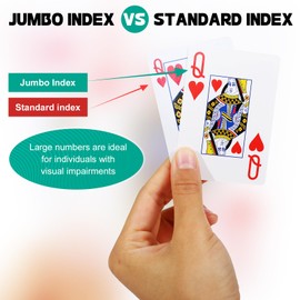 TYYIHUA 12 Pack Large Print Playing Cards for Seniors, Vision Impaired, Low Vision Crowd, Poker Size Jumbo Index Deck of Cards for Blackjack, Euchre, Canasta Card Game (6 Blue 6 Red)