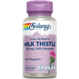 SOLARAY Milk Thistle Seed Extract 350 mg Guaranteed to Contain 80% Silymarin, Traditional Liver Support, Vegan & Lab Verified for Quality, 60 Day Money-Back Guarantee, 30 Servings, 30 VegCaps