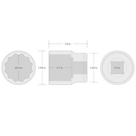 TEKTON 1/2 Inch Drive x 28 mm Shallow 12-Point Socket | SHD22328