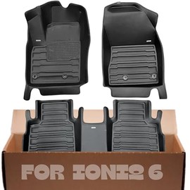 Mat Up! for 2023-2025 Hyundai Ioniq 6 Ioniq6 Ioniq-6 Floor Mats with Maximum Coverage & All Weather Protection, Laser Measured Waterproof Anti-Slip Custom Fit Liners Covers Row 1 and 2