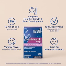 Mommy Bliss Multivitamínico Hierro Bebé Ingredientes Naturales Orgánicos Contiene Vitaminas Esenciales Contribuye Desarrollo Saludable Óseo Toda
