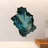 Teal Dragon Decal - Wall Hole Sticker with 3D Effect