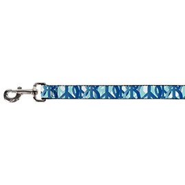 Buckle-Down Pet Leash - Peace Dots White/Blue - 6 Feet Long - 1" Wide