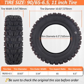 90/65-6.5 Tubeless Tire Dualtron Thunder Kaabo Wolf Warrior Scooter 2-Pack