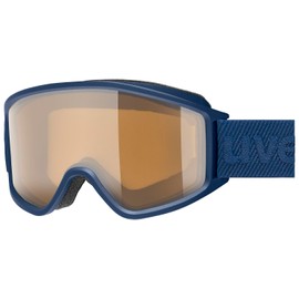 Uvex Ski Snowboard Goggles, Unisex, Polarized Lens, Asian Fit, Glasses Usable, g.gl 3000 P, Navy Mat, Free Size
