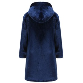 SRVNFBKT - Albornoz suave con capucha para niños y niñas, marino, 11-12 Años