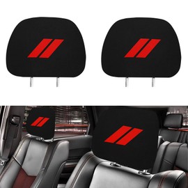 YOSRTER Headrest Covers for Dodge Charger Challenger Durango Accessories Soft Black Fabric Head Rest Cover Universal Fit to All Car/Truck Models 2 Pack（Red Trim）