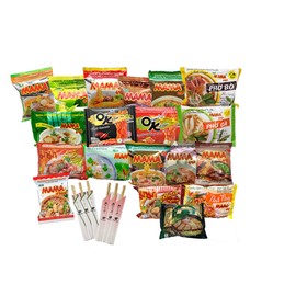 HCG MAMA Top Ramen Instant Noodles With Chopsticks, Mama Party Time 15 packs Mix