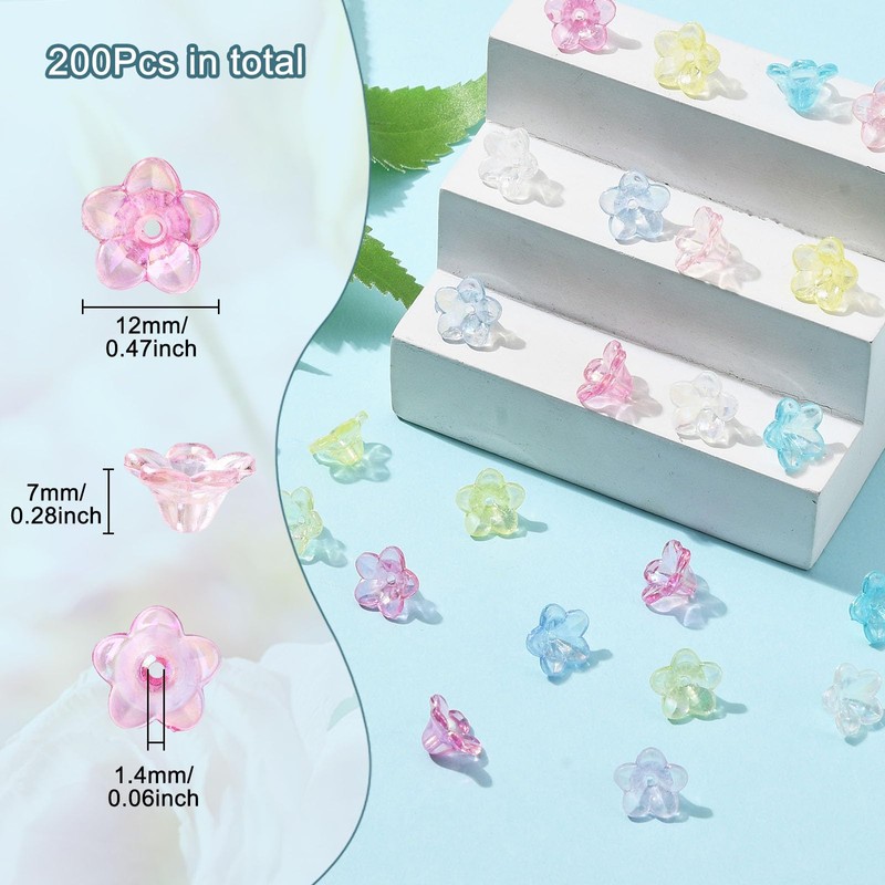 UR URLIFEHALL 200 Pcs Acrylic Flower Bead Caps AB Color