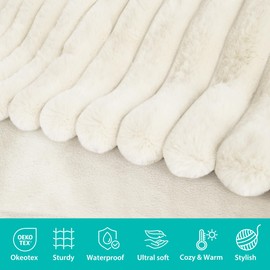 ZAKAPAWS Chicute Waterproof Dog Blanket for Bed, Luxury Plush Washable Large Dogs Blankets for Furniture Protection, Super Soft Calming Pet Blanket for Indoors (Cream, 50"x60")