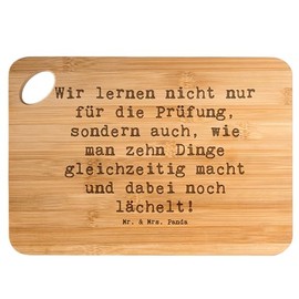 Mr. & Mrs. Panda Bambus - Schneidebrett Spruch Auszubildende Lächeln - Geschenk, Motivation, Holz Bretter, Geschenke für Berufstätige,
