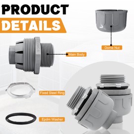 Wocloer 1-1/4 inch Liquid Tight Connector PVC Flexible Conduit Connector UL Listed Conduit Fittings（5 Pack）