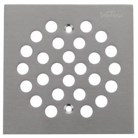 VOURUNA Square 4-1/4(4.25) inch Screw-in Shower Floor Drain Grate Strainer (Brushed Nickel)