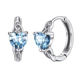 Silvora Birthday Jewelry Cute Birthstone Earrings for Women Lovely March Birth Stone Ears Jewelry Nickle Free Irish Knot Earring Hoop for Wife Mom