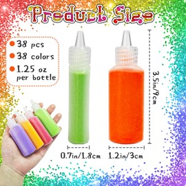 Panxxsen 38 PCS Art Sands,1.25oz Bottles Colored Scenic Sands Kits,DIY Arts Crafts Sand Bottles for Kid's Arts & Crafts,Wedding Decorations,Vase Glass Sand