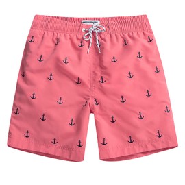 MaaMgic Mens Quick Dry Anchor Swim Trunks with Mesh Lining Swimwear Bathing Suits,Red-glm009,X-Large