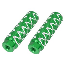 X AUTOHAUX Pair Aluminum Alloy Round Wave Stripes Axle Rear Foot Pegs Footrests for BMX MTB Bike Bicycle Fit 3/8 Inch 100x28mm Green