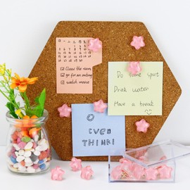 Star Push Pins - Cute Thumb Tacks with Adorable Shiny Star Design - Decorative Pushpins Perfect for Craft Projects, Scrapbooking, and DIY Decorations (Pink)