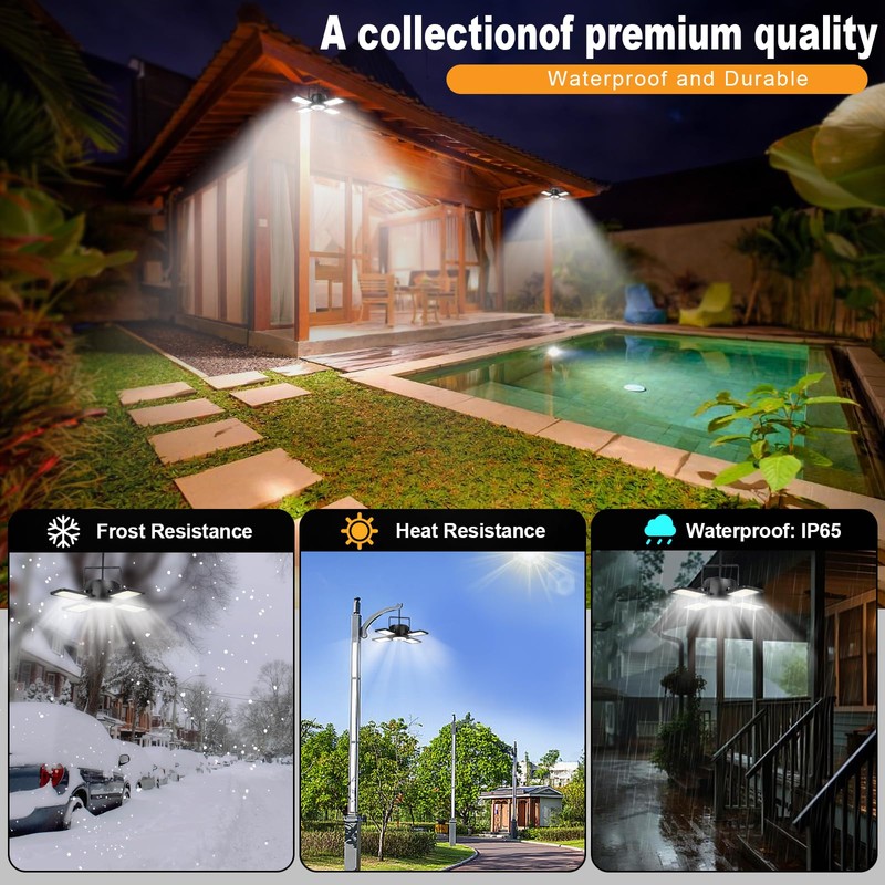 Solar Shed Light Outdoor Indoor Upgrade 1200LM 174LED 4 and