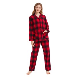 kolipajam Women's 100% Cotton Flannel Pajama Set Yarn Dyed Cozy Long Sleeve Winter PJs for Women