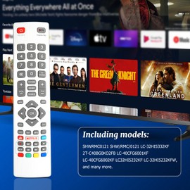 Replacement for Sharp Aquos TV Remote Control, TV Remote replaces SHWRMC0129 for LC-40FG5142KF, LC-40FG5151KF, LC-40FG5152KF, LC-40FG5341KF, LC-40FG5342KF, LC-43CFG6001KF (No Setup Required)