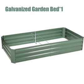 Aoodor 6x3x3 ft. Outdoor Portable Mini Greenhouse Kit with Galvanized Garden Bed - Only Garden Bed