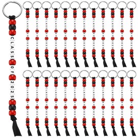 Sureio 24 Pcs Class of 2025 Middle School Gifts Graduation Trinkets Bulk Keychain Graduation Party Favors Congrats for Prom(Black and Red)
