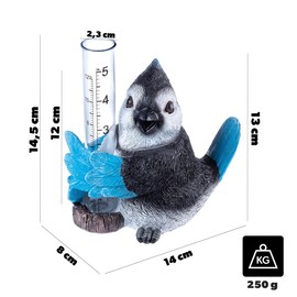 KADAX Rain Gauge for Garden 12 cm / 5 inches, Decorative Rain Gauge with Clear Double Scales, Frost-Proof Rain Indicator (12 cm/5 inches, Bird)