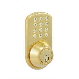 MORNING INDUSTRY INC HF-01P Touchpad Electronic Dead Bolt, Polished Brass, 8.50" x 4.70" x 4.20"