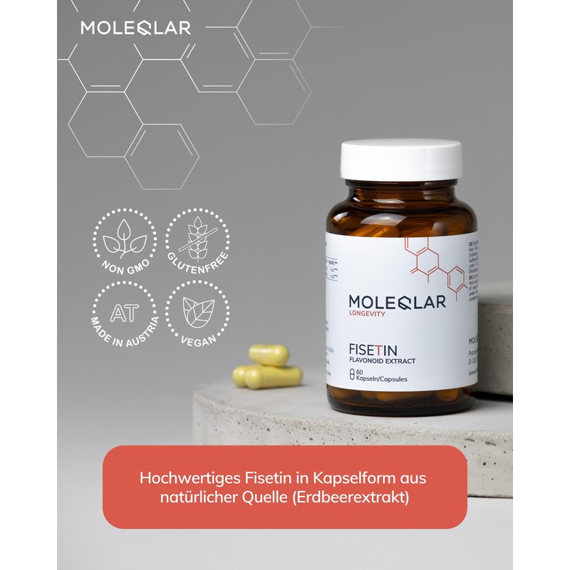 MoleQlar Fisetin 100 mg Capsules Pack of 60, Dietary Supplement with
