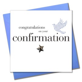 Pom Pom Claire Giles Toast Confirmation Boy Card,white|blue