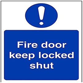 V Safety Fire Door Keep Locked Shut Sign - Portrait - 150mm x 200mm - 1mm Rigid Plastic